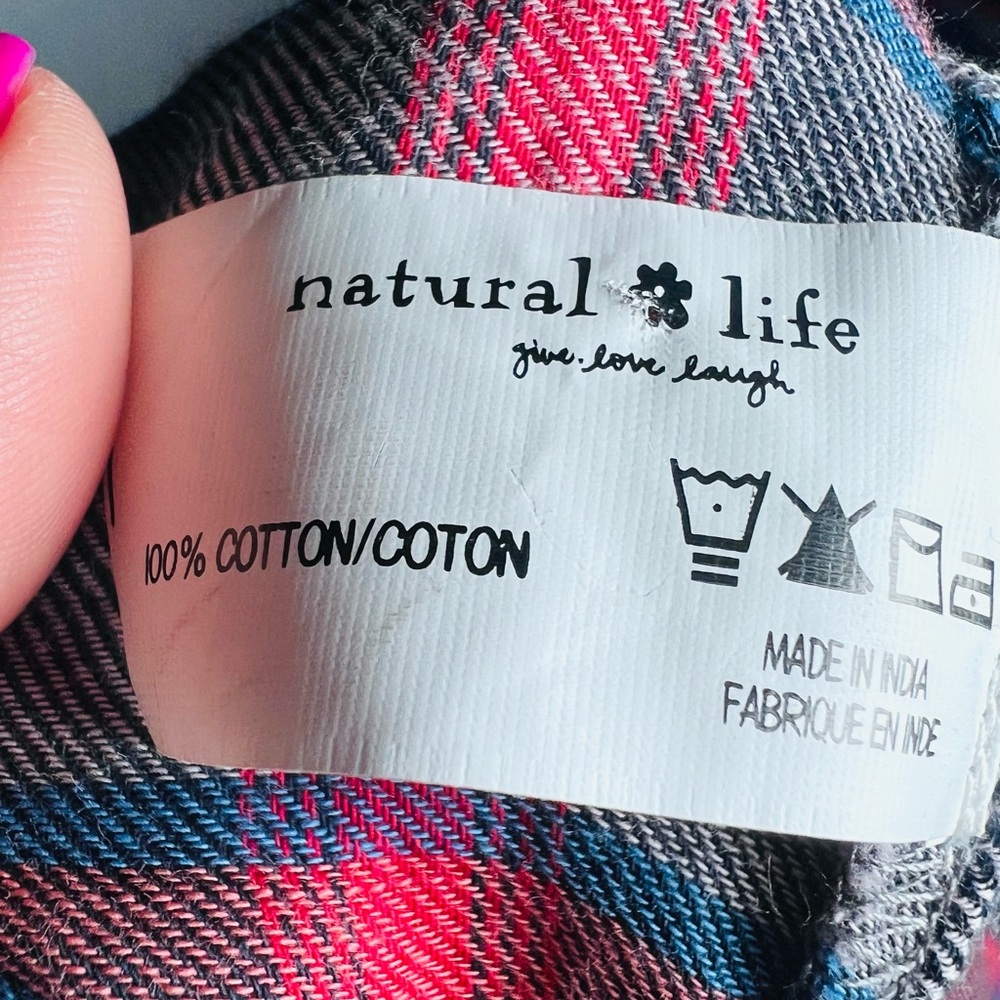 NATURAL LIFE Pink and Gray Plaid dress M - Picture 5 of 9